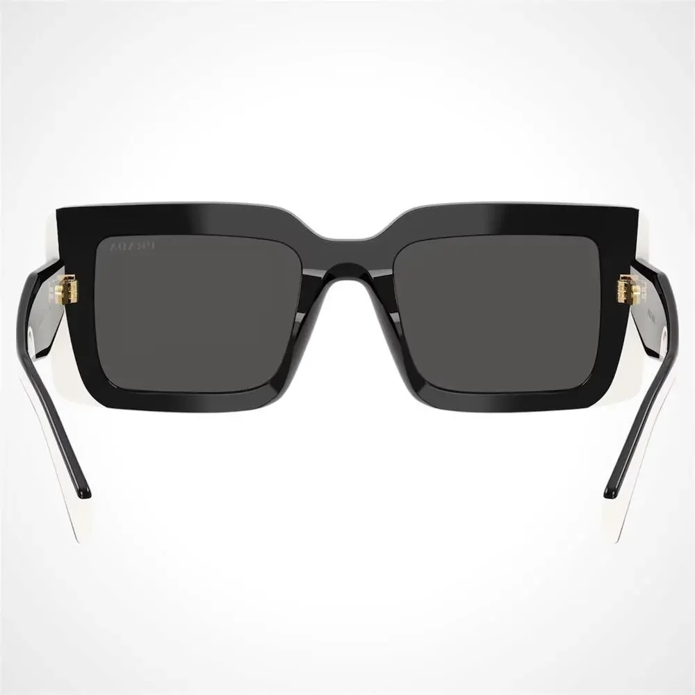 NEW PRADA Sunglasses Black White Talc Gold Symbole Logo Womens Rectangle - Picture 5 of 6